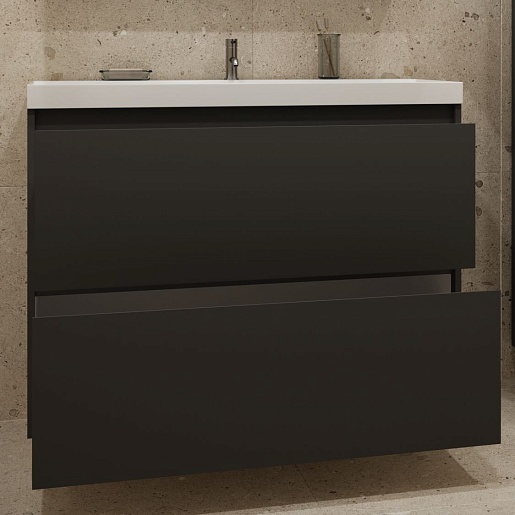 Stella Polare Тумба под раковину Борнео 100 Люкс графит матовый – фотография-8